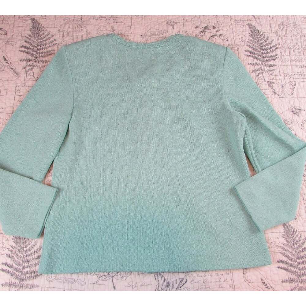 VTG Castleberry knit Skirt Suit Aqua Gold btn Pleated Union Church USA petitie 8 - Picture 10 of 10
